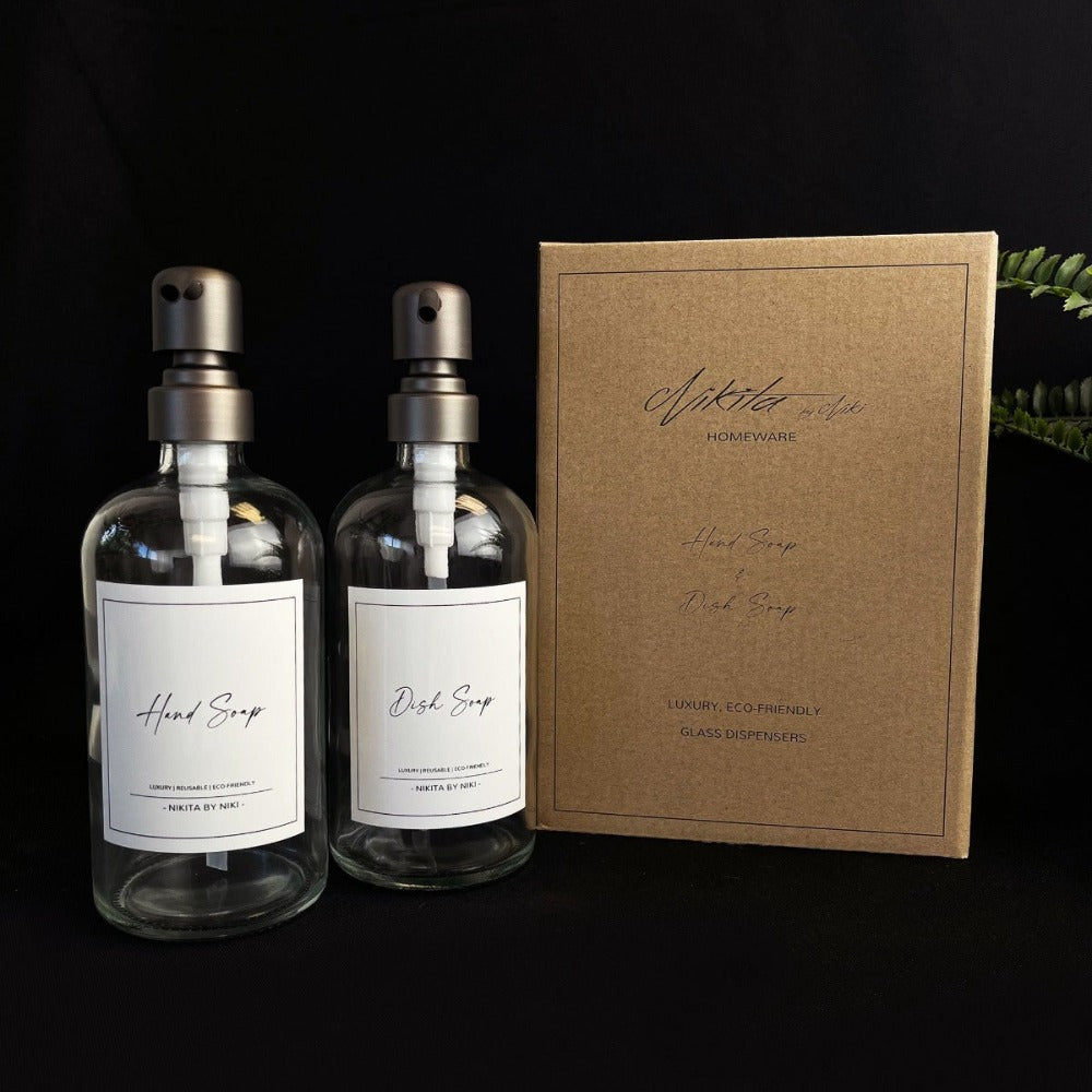 Seifenspender aus Glas für Küche oder Bad – 2er-Set